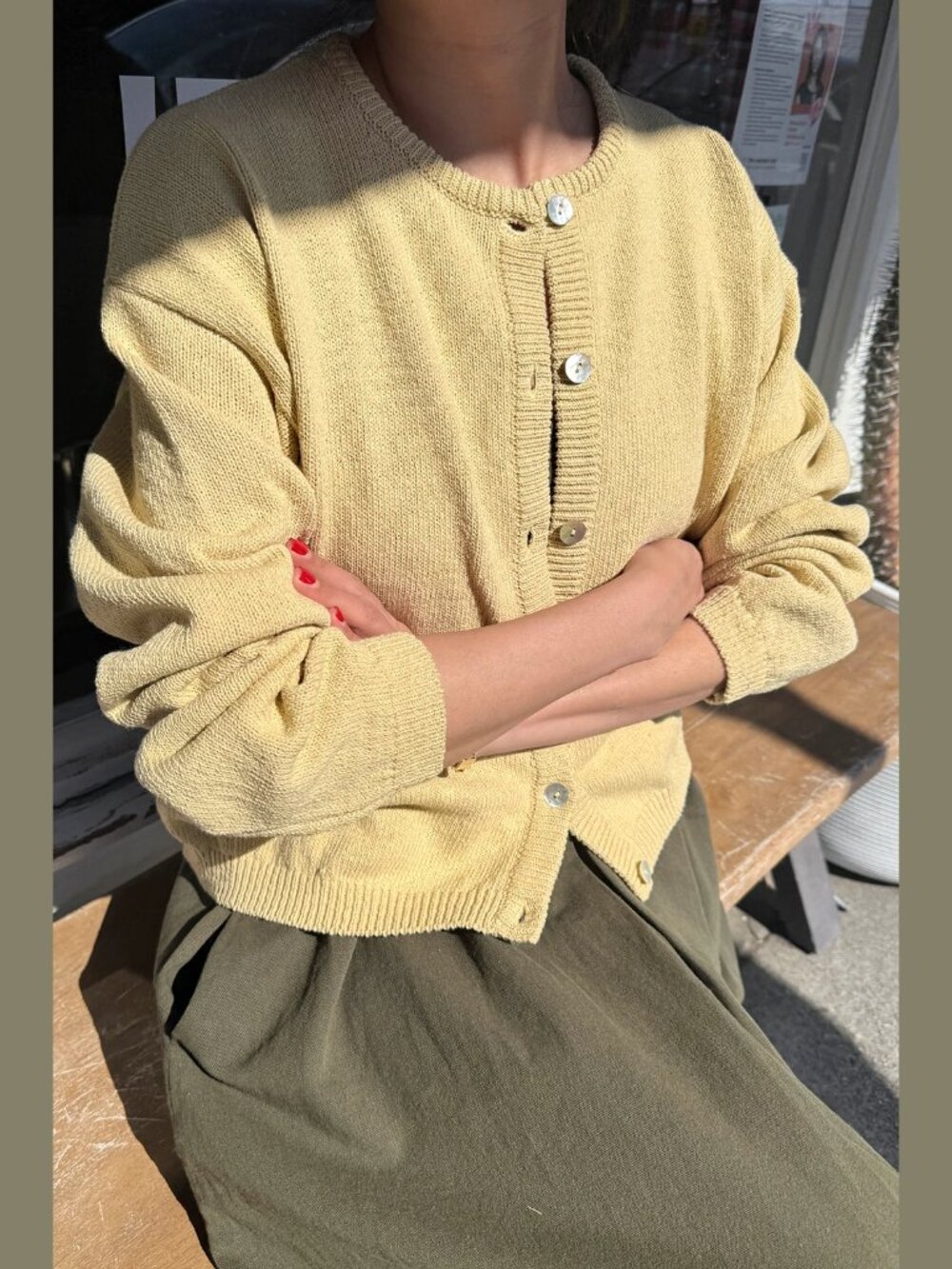 LE BON SHOPPE COTTON LEILA CARDIGAN - CUSTARD - XS/S